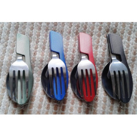 Multifunctional stainless steel camping tableware with knife fork spoon UDTEK2006 